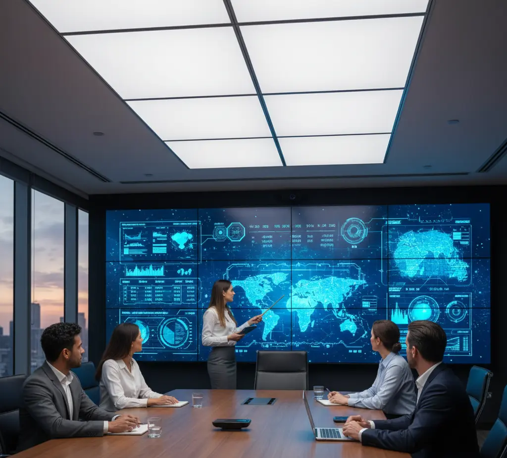 Imagen de un video wall en una oficina