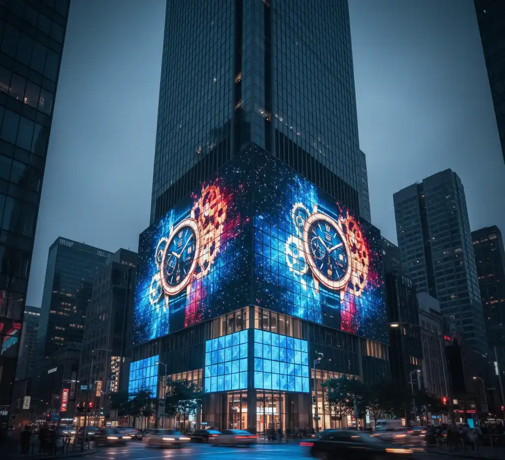 Imagen de una pantalla LED de gran formato en exterior
